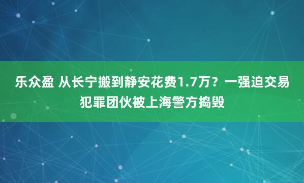 乐众盈 从长宁搬到静安花费1.7万？一强迫交易犯罪团伙被上海警方捣毁